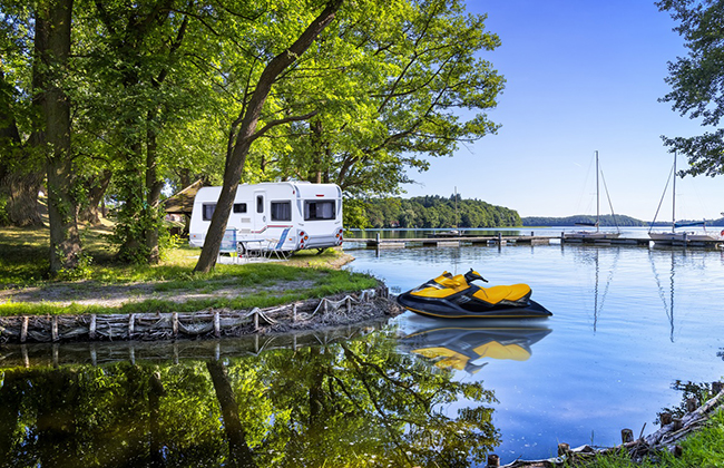 Vacations in Poland - Summer view on a bay of the Drawsko lake