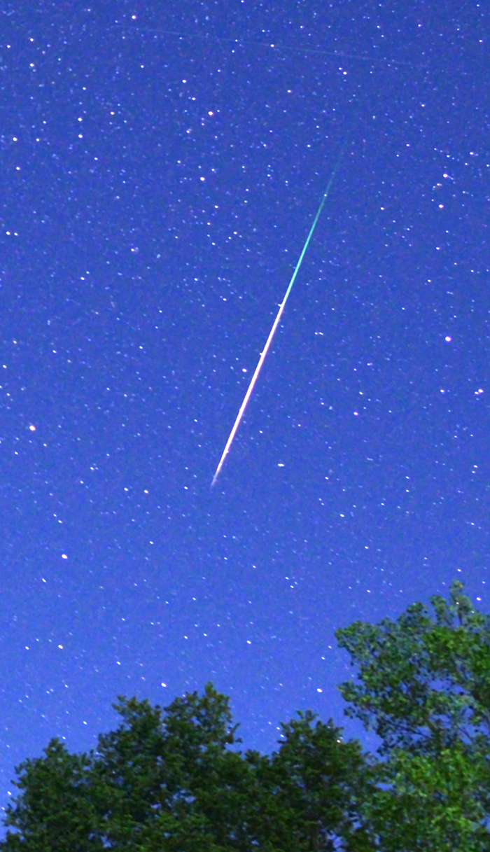 2f Perseid z Massbach Ridge IL 12 sierpnia 2020